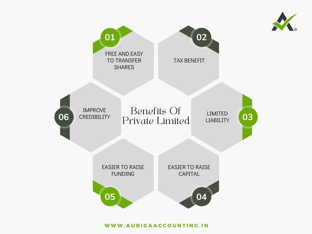 Private Limited Company Registration 3 AURIGA ACCOUNTING PRIVATE LIMITED AURIGA ACCOUNTING PRIVATE LIMITED Benefits of Private limited company Registration 1 2