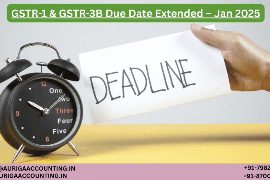 AURIGA ACCOUNTING PRIVATE LIMITED GSTR 1 GSTR 3B Due Date Extended – Jan 2025