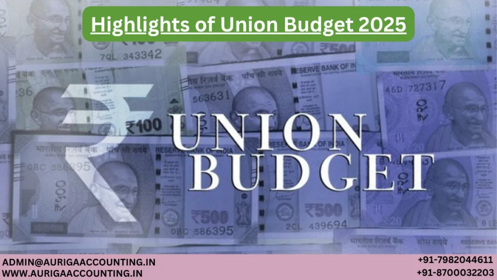 AURIGA ACCOUNTING PRIVATE LIMITED Highlights of Union Budget 2025