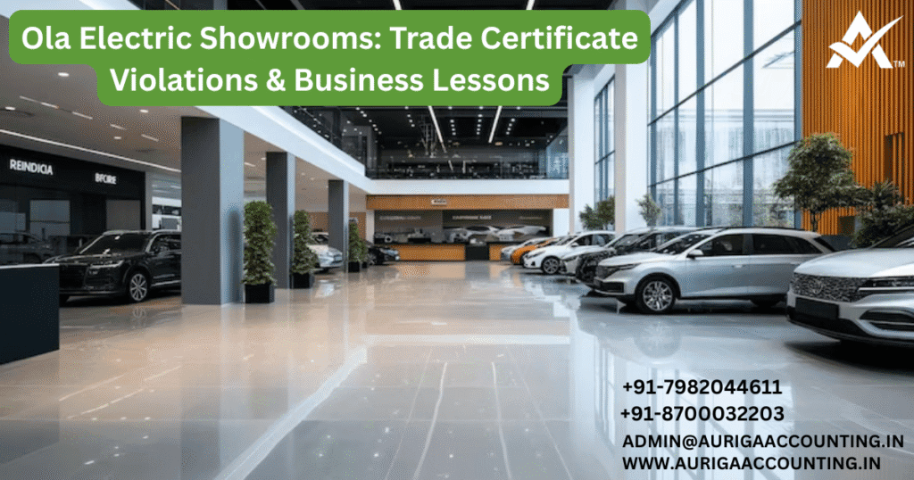 Ola Electric Showrooms: Trade Certificate Violations & Business Lessons 1 AURIGA ACCOUNTING PRIVATE LIMITED AURIGA ACCOUNTING PRIVATE LIMITED Ola Electric Showrooms Trade Certificate Violations Business Lessons