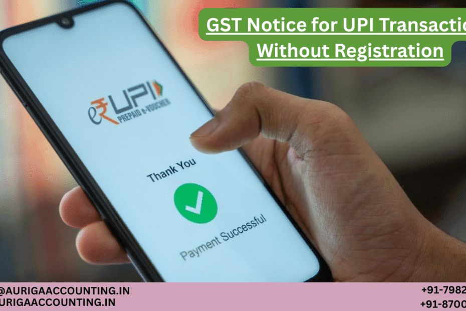 AURIGA ACCOUNTING PRIVATE LIMITED GST Notice for UPI Transactions Without Registration