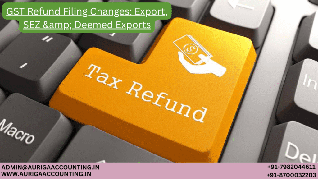 GST Refund Filing Changes 1 AURIGA ACCOUNTING PRIVATE LIMITED AURIGA ACCOUNTING PRIVATE LIMITED GST Refund Filing Changes Export SEZ amp Deemed Exports