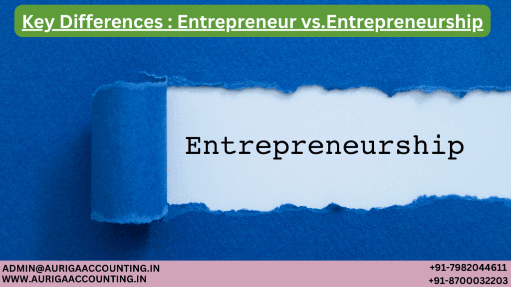 Key Differences : Entrepreneur vs.Entrepreneurship 1 AURIGA ACCOUNTING PRIVATE LIMITED AURIGA ACCOUNTING PRIVATE LIMITED Key Differences Entrepreneur vs.Entrepreneurship