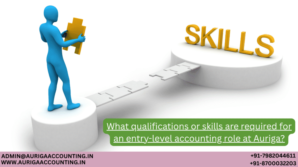 What qualifications or skills are required for an entry-level accounting role at Auriga? 1 AURIGA ACCOUNTING PRIVATE LIMITED AURIGA ACCOUNTING PRIVATE LIMITED What qualifications or skills are required for an entry level accounting role at Auriga